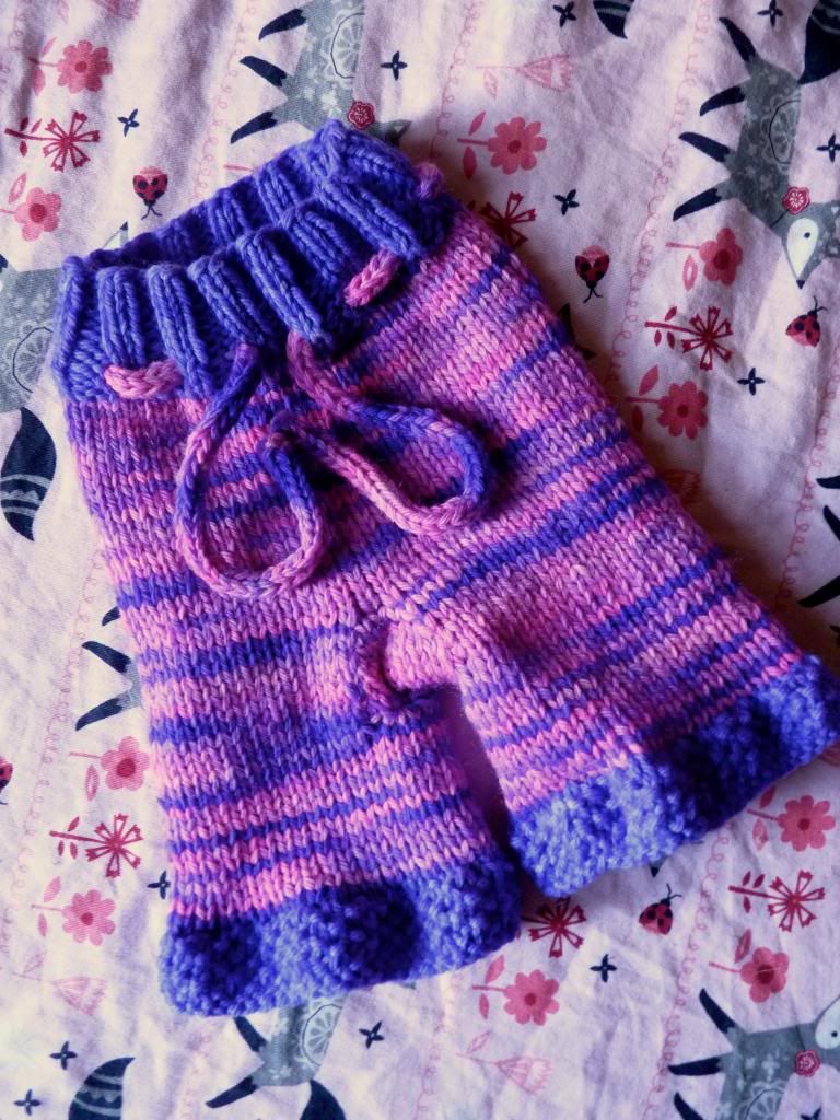 Newborn Bright Pink and Purple Wool Ruffle Capris *sale* by SuperFox Rocks