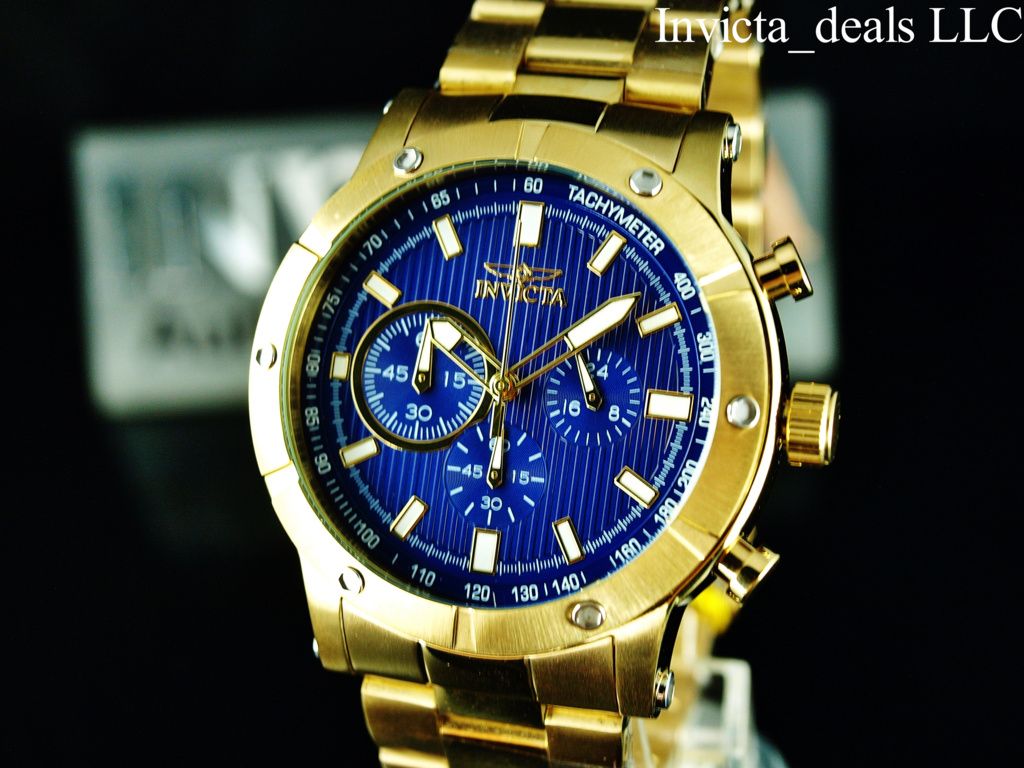 NEW Invicta Men's 47mm Specialty Chronograph 18K Gold Plated BLUE Dial ...
